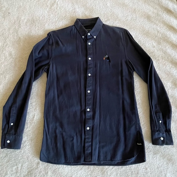 Barney Cools navy blue Flanel shirt with Toucan logo - Picture 2 of 11